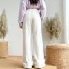 Women's Fleece Wide-leg Pants, High-waisted Drape Glutinous Rice Pants, Casual Straight-leg Thickened Woolen Pants