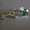 S925 Silver Geometric Korean Earrings for Women - Diamond-Accented Square Design with Versatile Wear Options.