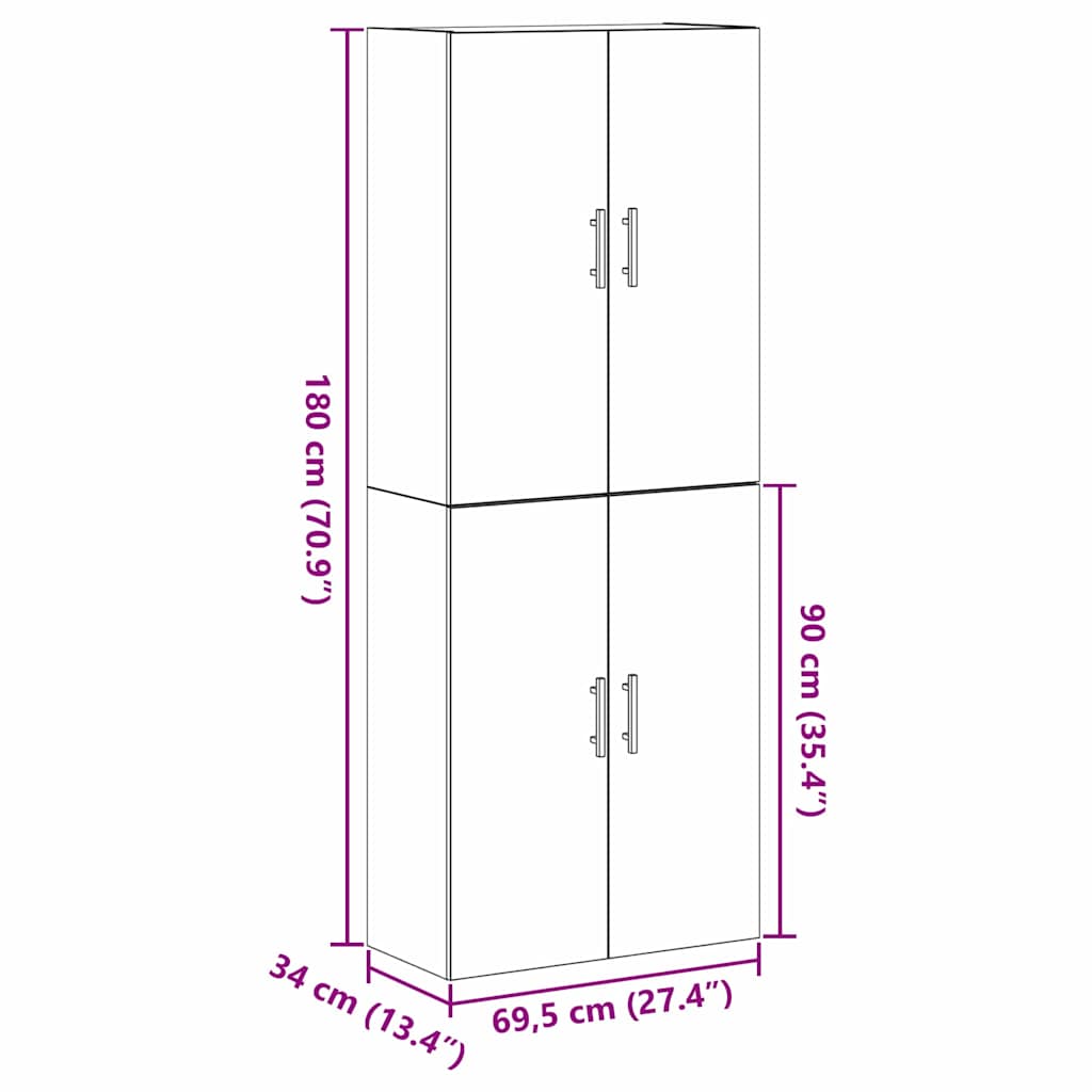 Wall Cabinet 2 pcs Black Oak Effect 69.5 x 34 x 90 cm