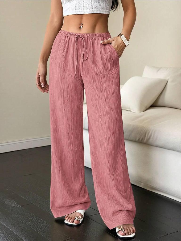 2025 Autumn European & American Style Women's Solid Color Straight-Leg Casual Pants