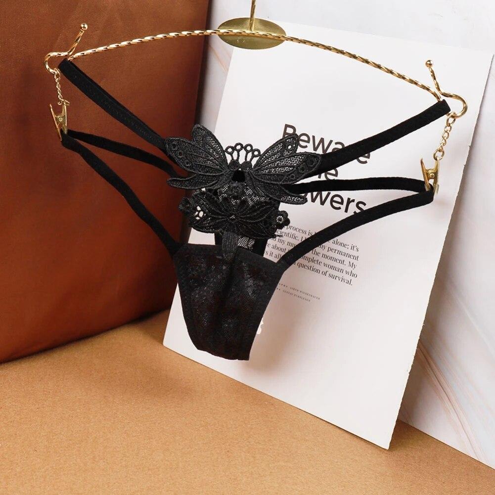 Damen Tangas G-String Unterwäsche Charmanter Tanga Dessous Spitze G-String Slips Schmetterling T-Back Höschen Riemchenhöschen Geschenk zum Valentinstag