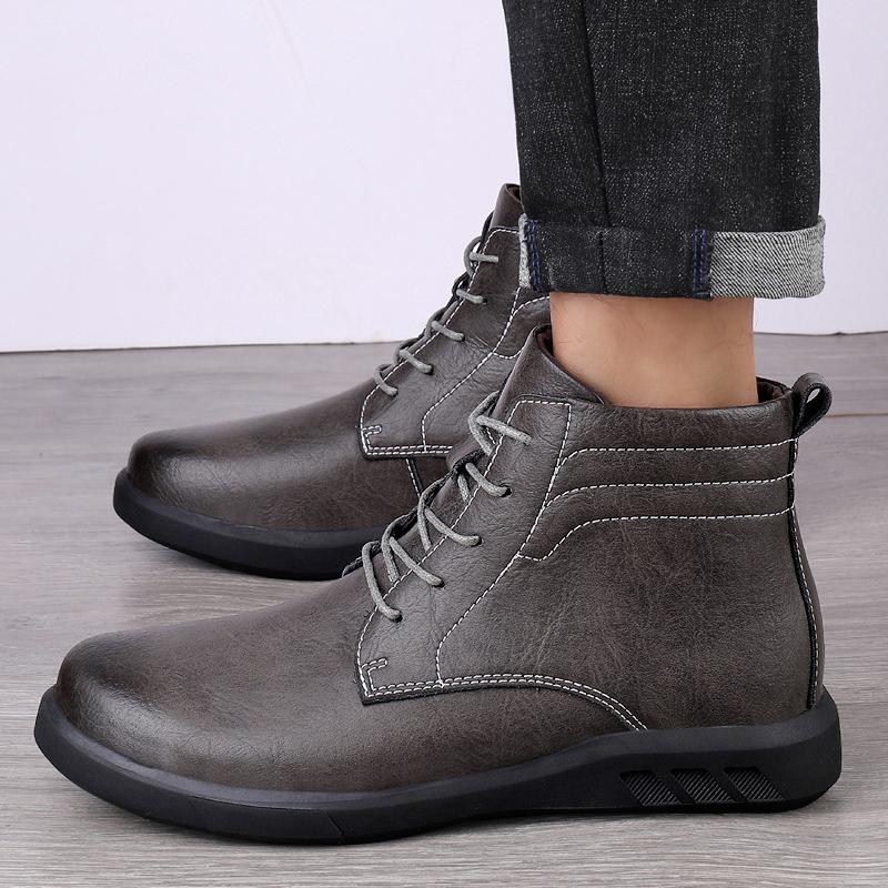 Fashion Designer Brand Men's Genuine Leather Boots Winter Warmth Business Boots Conference Suit Short Boots Men's Casual High Top Shoes