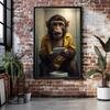 Funny Monkey On Toilet Wall Art Poster Surprised Chimp with Phone Print Canvas Painting Jungle Bathroom Decor Toilet Wall Decor