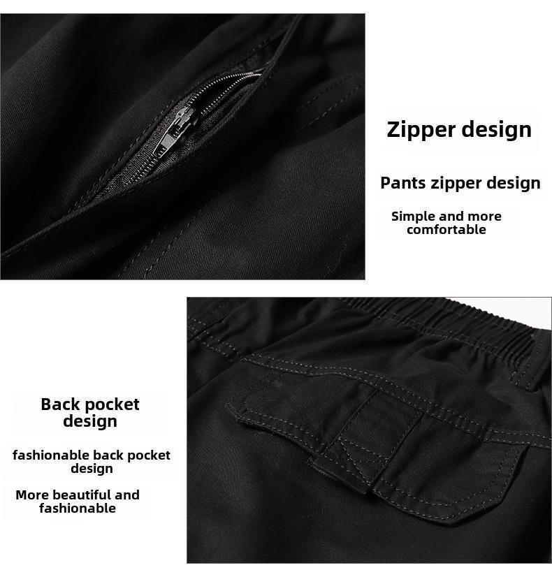 Hengyuanxiang Men's Plus Size Cotton Cargo Pants - Loose, Straight-Leg, Wide-Leg Trousers for Spring and Autumn