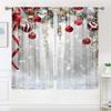 2 Pieces, Christmas Pine Branch Colored Ball Curtains - Semi Blackout - Suitable for Living Room, Bedroom, Kitchen, Home Decorat