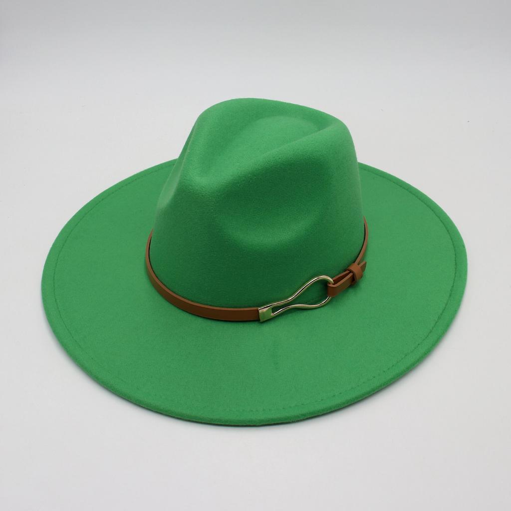 .Cm top hat foreign style jazz hat retro felt hat temperament British style belt buckle woolen hat