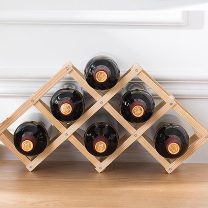 Red Wine Rack Wooden Display Rack Living Room Wine Cabinet Display Wine Retro Creative Wine Rack Storage Rack Wine Rack