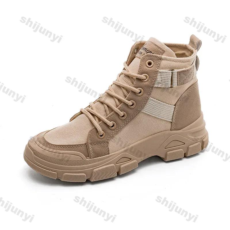 Women's Chunky Platform Ankle Boots Canvas Shoes Women Autumn Fashion Knight Short Booties Punk Thick Bottom Motorcycle Boots