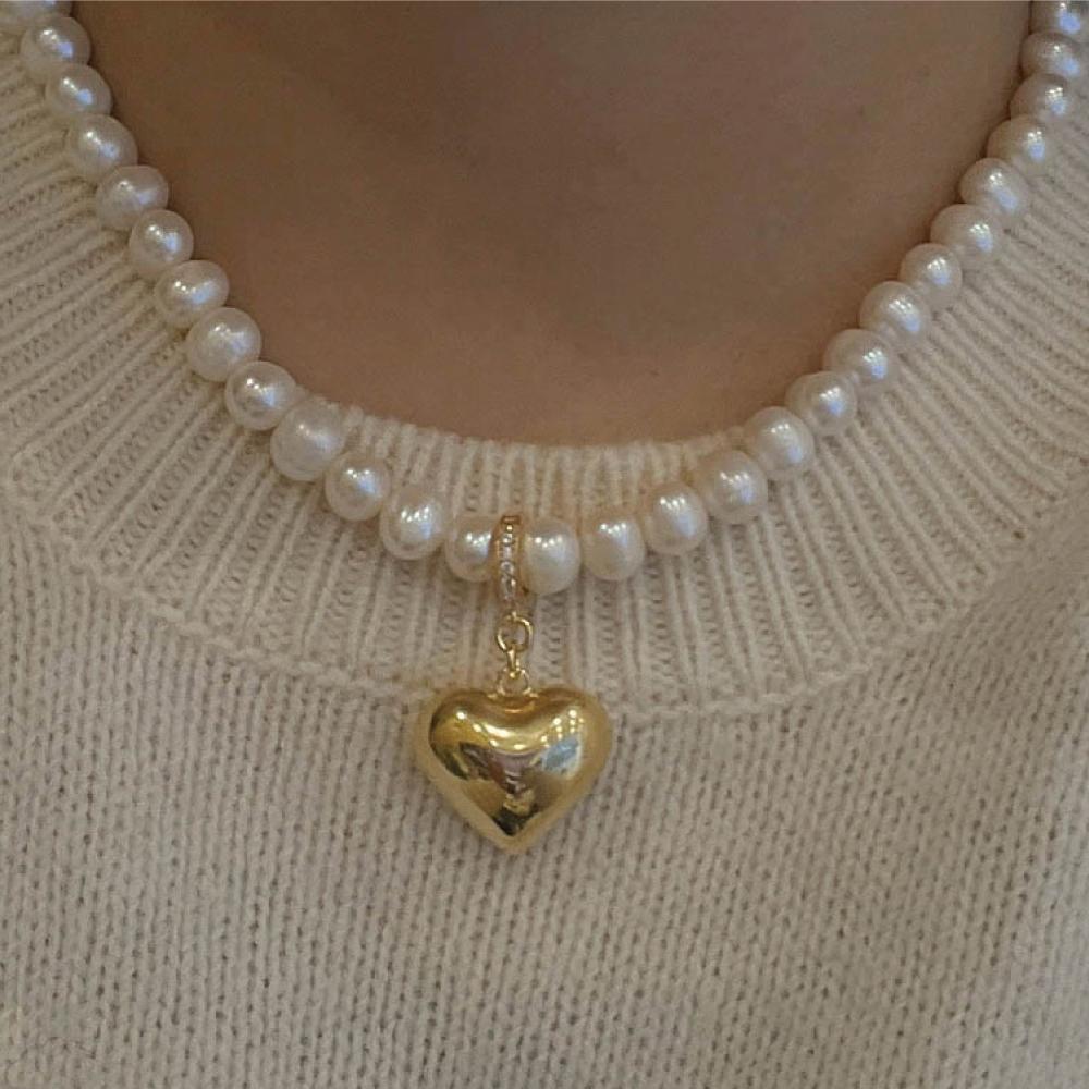 My Omelet [92.5 Silver] Mermaid Heart Pearl Necklace