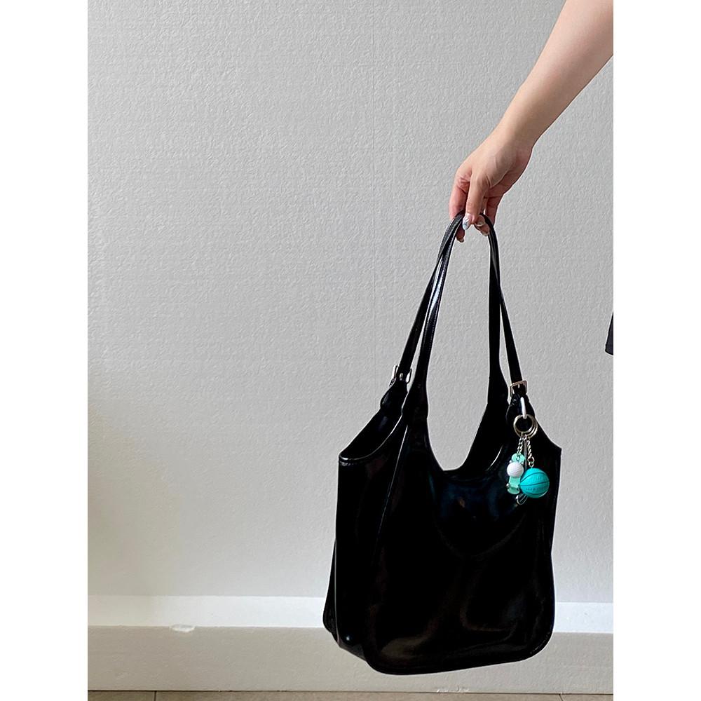 IELGY Retro All-Match Commuter Tote Bag Large Capacity Black Portable One Shoulder