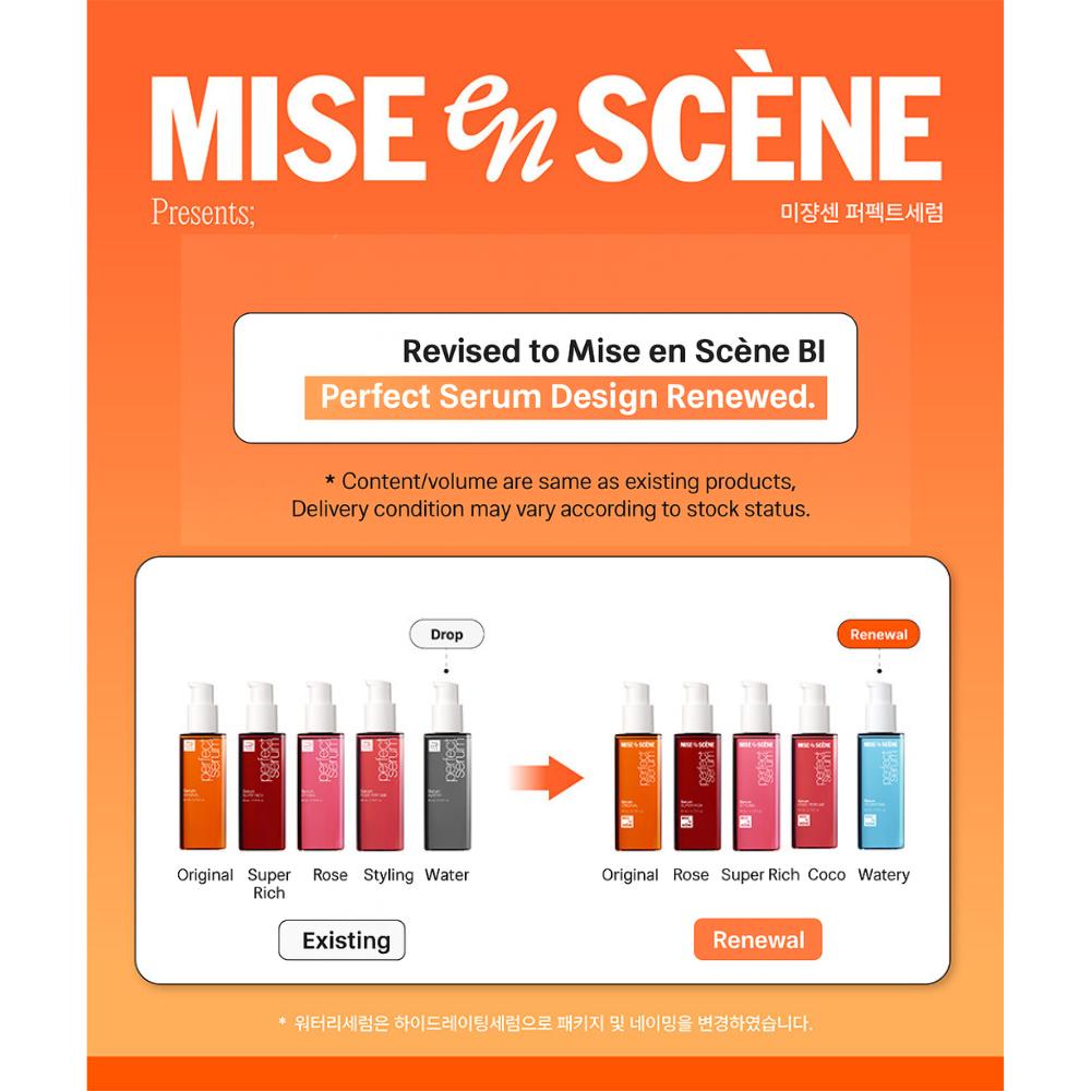 Mise En Scene Perfektes Serum-Haaröl, 80 ml (Original, Rosenparfüm, reichhaltig, Styling, Kokoswasser)