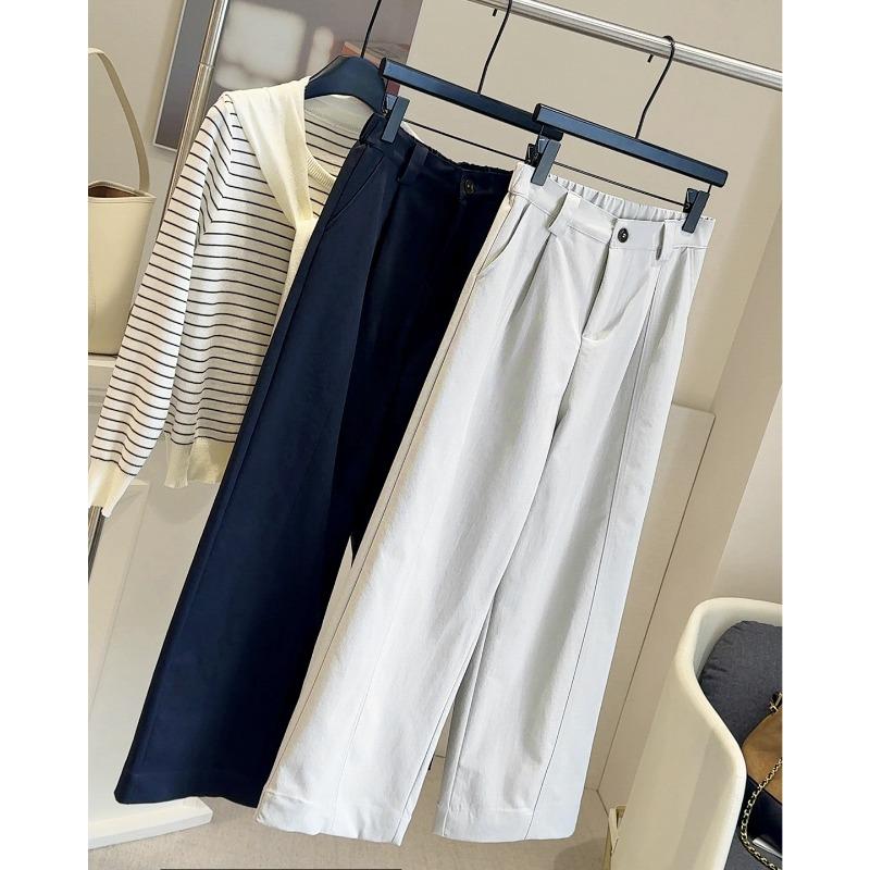 High waist and thin versatile wide-leg pants women's drape casual straight-leg pants autumn loose hip covering high-end long pants