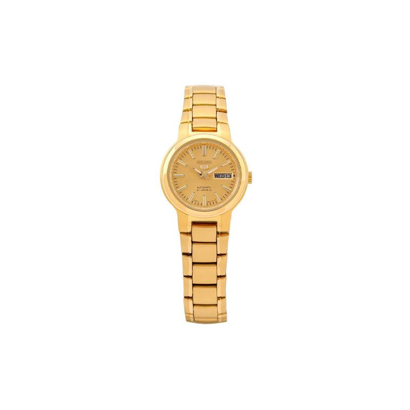 

SEIKO 30 meters waterproof Automatic Steel Strap 24*10mm women s watch gold dial SYME46K1 золотий