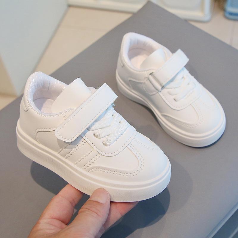 Kids White Shoes for School Boys Girls Casual Shoes Non-slip Soft Sole 2025 New Fashion Children Sports Shoes Hook&loop Trendy