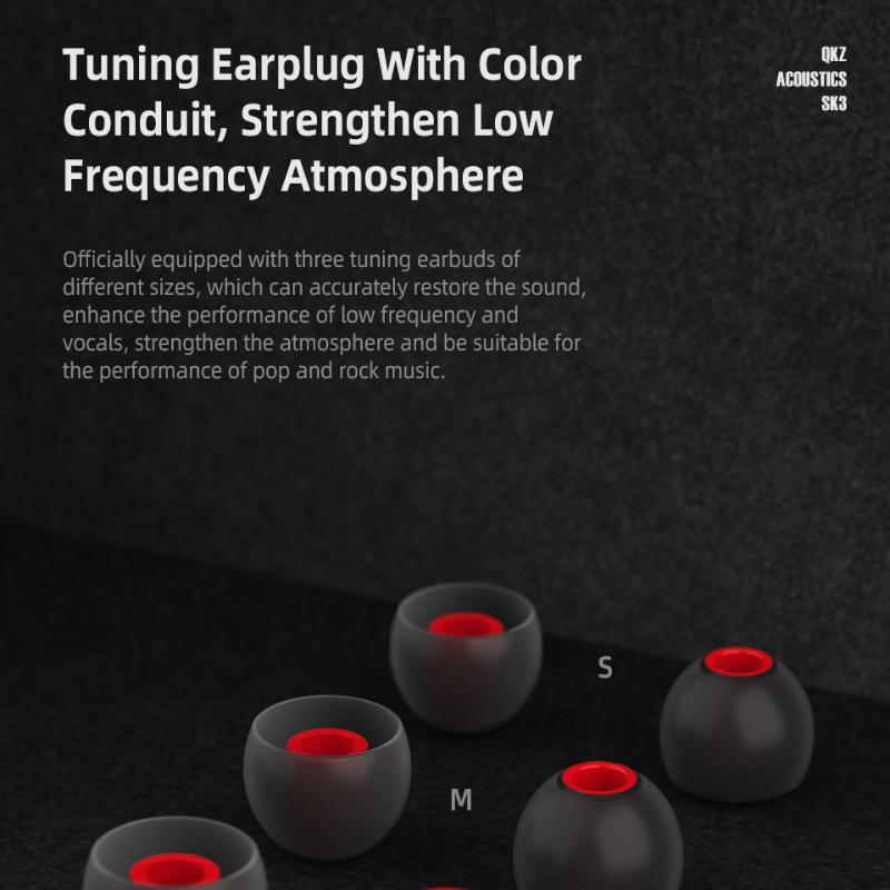 QKZ SK3 Dynamic Ring HiFi Headset with Wheat Wire Control Mobile Phone Computer Game In -ear Sports Music Headset