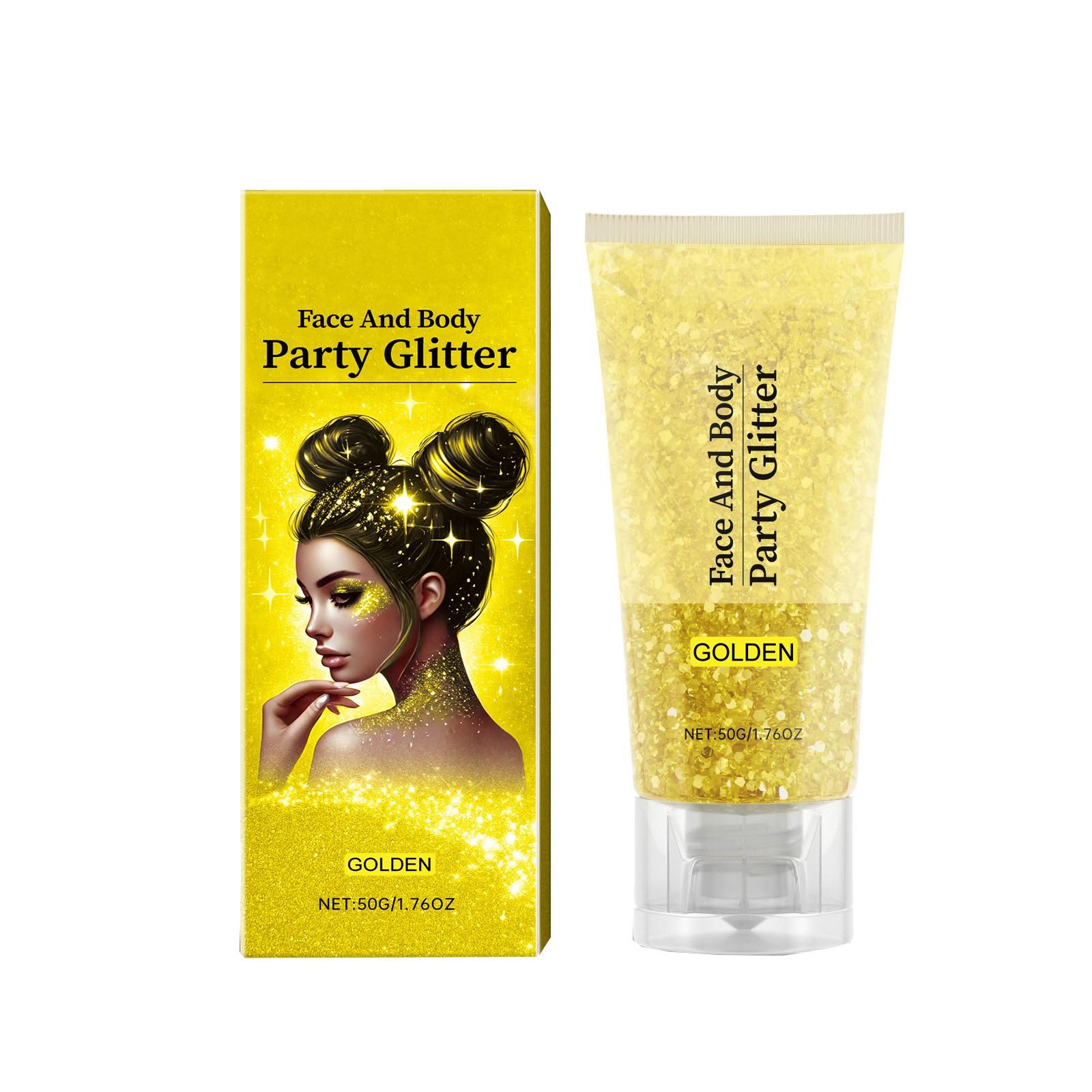 Блестящий гель с пайетками Натуральный трехмерный корпус Глянцевый блестящий гель для вечеринки Карнавал Многоцветный по желанию One Size золотой