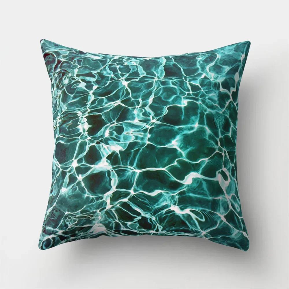 Sea Waves Beach Pillowcase Office Cushion Creative Home Car Sofa  Lumbar Cushion Cover Sea View Decor Pillow Case 45x45cm