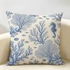 Beach Red Coral Reefs Starfish Cushion Cover Durable Hypoallergenic Organic Linen Short Pillow Cover Washable
