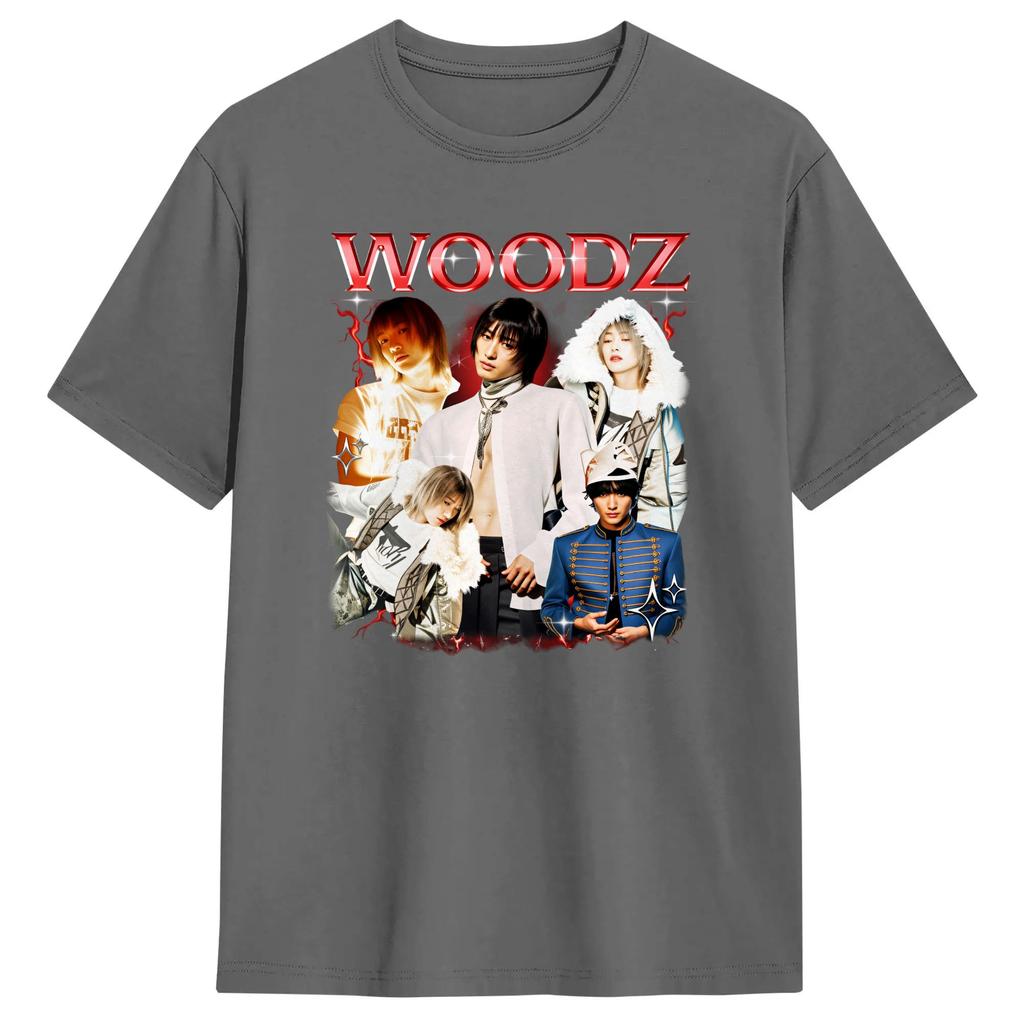 WOODZ World Tour  T-Shirts for Men  Fashion Cotton Tee Shirt Round Collar Short Sleeve T Shirt Plus Size Clothing