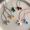Colorful 3D Little Horse Pendant Necklace - Cute Summer Choker & Versatile Sweater Chain