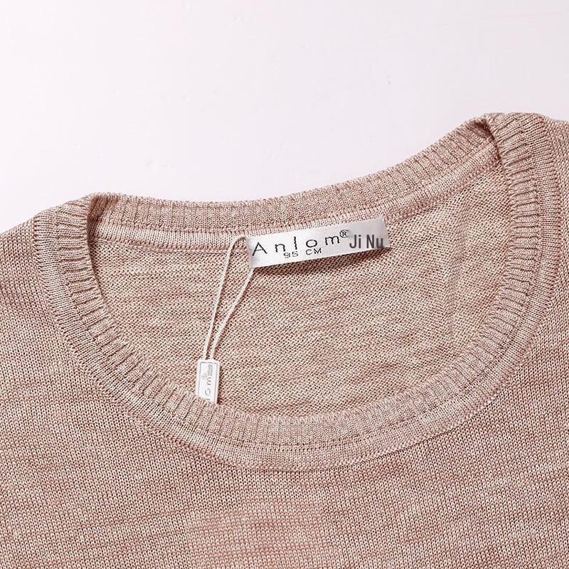 Anlom Women's Mulberry Silk Blend Short Sleeve Round Neck Knitted Top