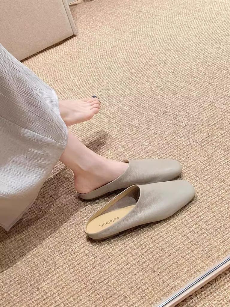 Sheepskin grape mother of the same style, lazy bi is prepared to be soft and waxy, and it is easy to wear bag head slippers for women in summer. On