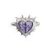 Niche Personality High‑Grade Open Ring Dark Sweet‑Cool Purple Zircon Thorns Heart Spice‑Girl Adjustable Stack‑Wear Index Finger Jewelry