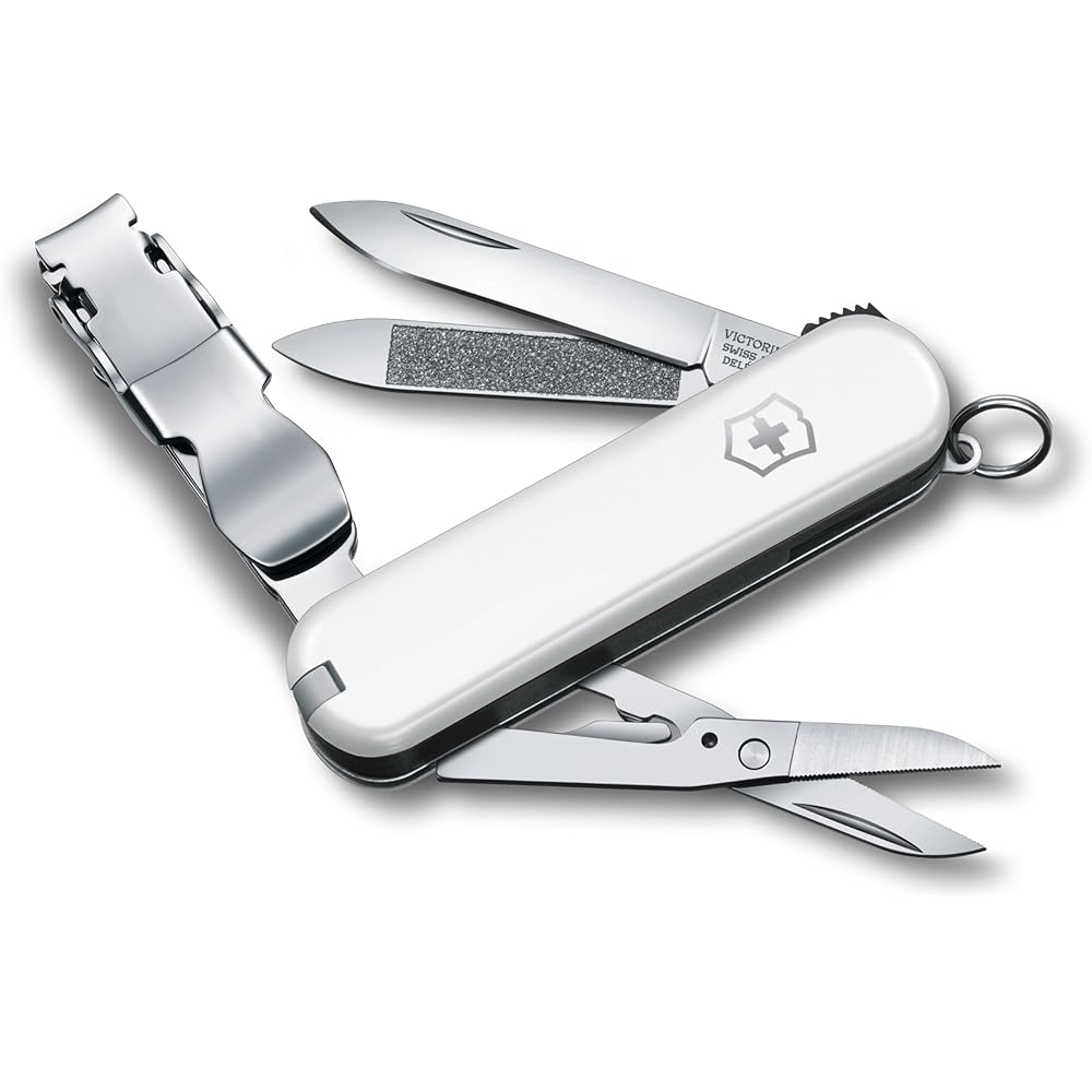 Victorinox Nail Clip 580 White Stainless Steel Curved Blade 8 Functions Nail Clipper