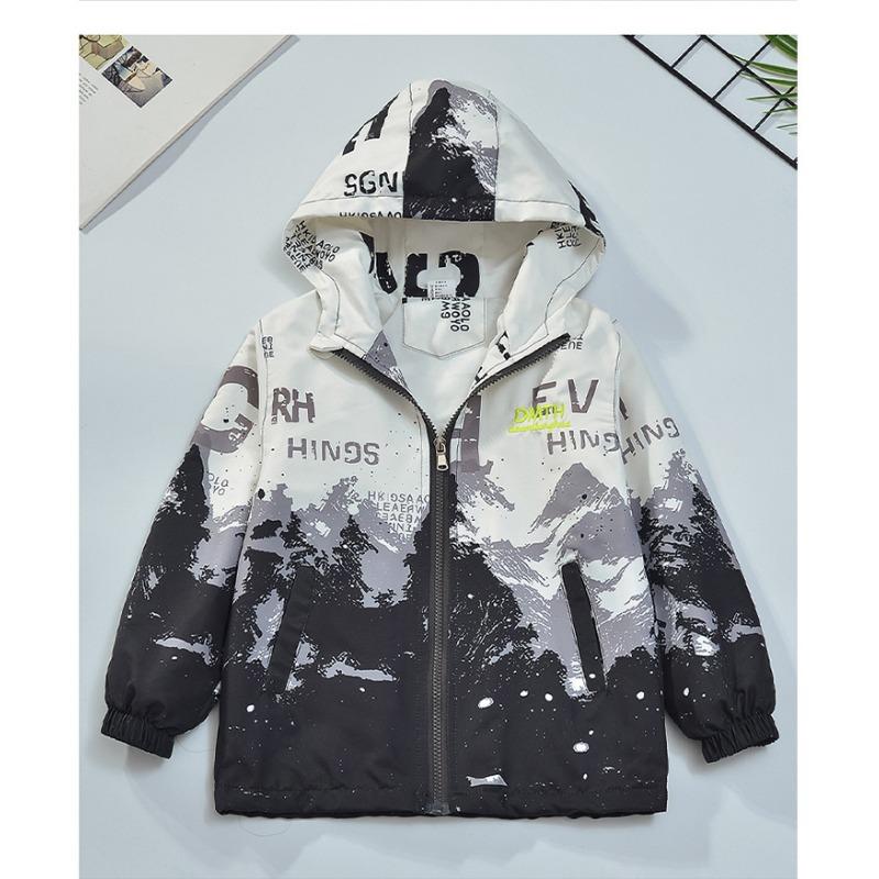 Boys Kids Gradient Hooded Windbreaker Jacket Children Casual Spring Outerwear