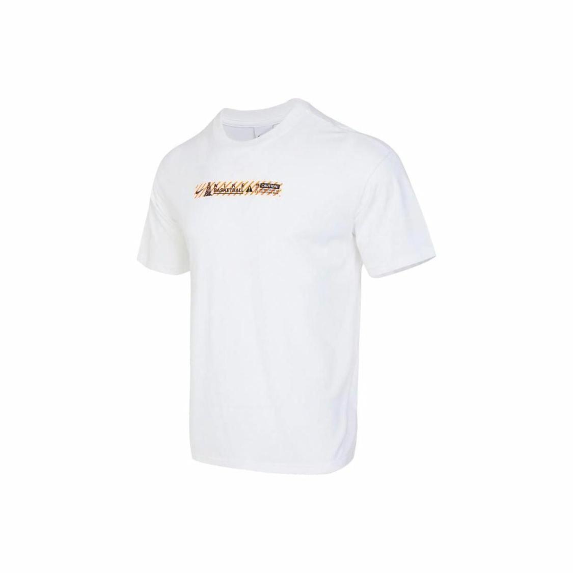 

Nike Men s White Short-Sleeve T-Shirt with Letter Print and Ribbed Crew Neck FQ0355-100 L