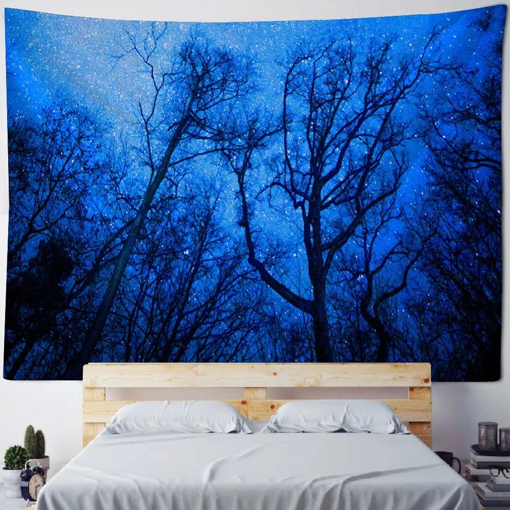Night Forest Starry Sky Pattern Tapestry Bedroom Living Room Tapestry Home Wall Decoration Tapestry