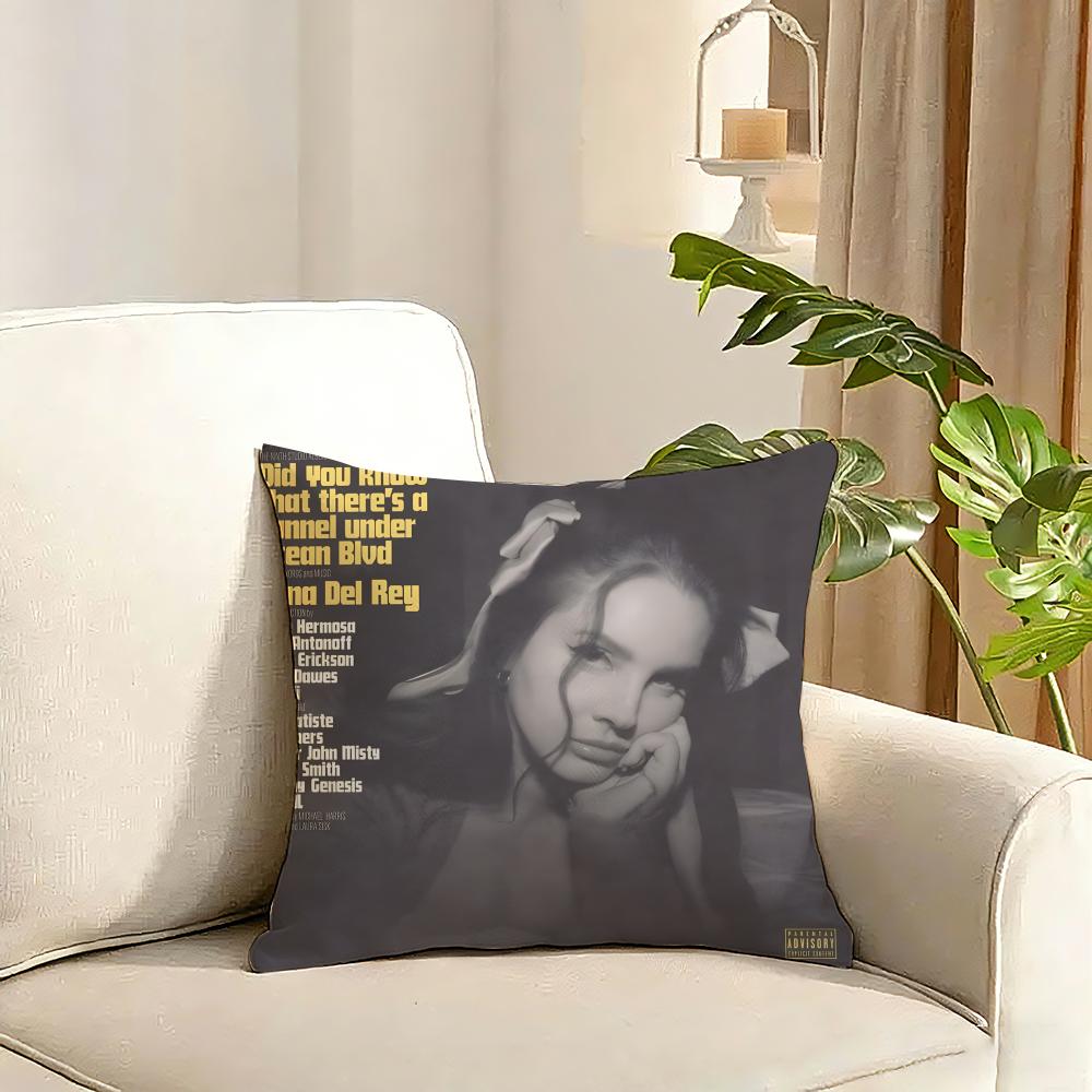 Lana Del Rey Hot Music Album Cushion Cover Reversible Plush Pillow Cover Soft Fluffy Home Decor for Sofa Bedroom