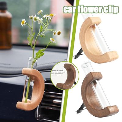 Car Air Vent Ornament Plant Breeding Station Mini Glass Car Plant Vase Clip Interior Decoration Floral Flower Car Container A5W9