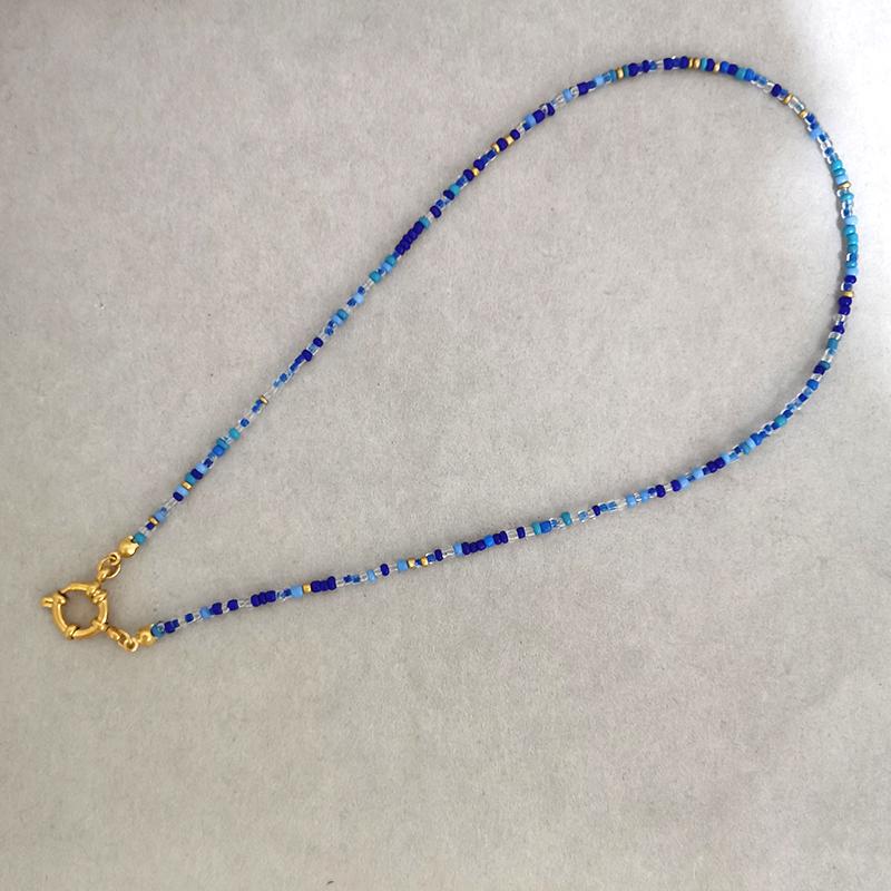 Imitation Pearl Necklace Women Choker Seed Beads Rainbow Stainless Steel Clasp Sailor Buckle Base Chain Gold Color Boho