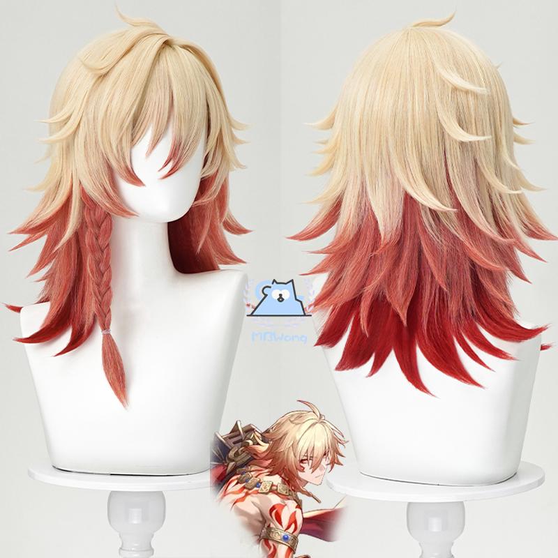 Honkai Star Rail Mydei Cosplay Wig Mydeimos Yellow Short Hair Orange Braid Halloween Party Wigs Women Men Girls Carnival Props