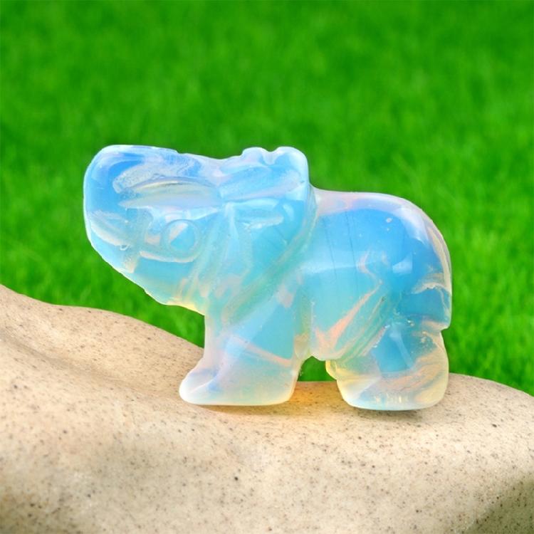 Elephant Crystal Decors Table Ornament Healings Crystal Elephant Figurines Gemstones Lucky Reiki Stone Home Decorations