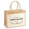 Beach Bag - PLANETEE - Jute with Pocket Project Manager At the Top - Cotton - 43x33 Cm - Multicolore