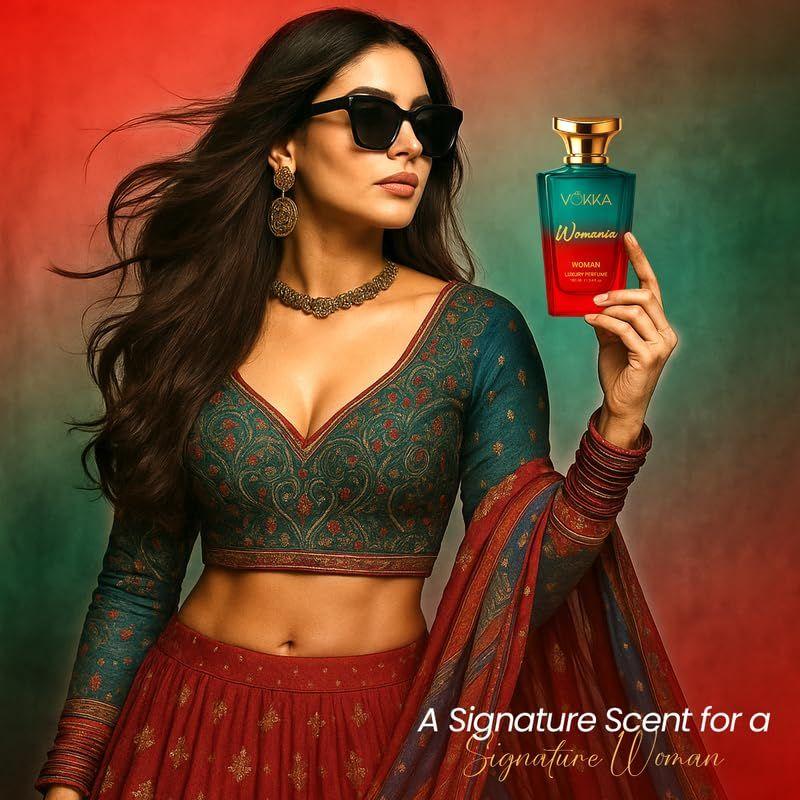 VOKKA Womania 100ml Parfüm | Luxuriöses Langanhaltendes Parfüm für Frauen | Signaturduft mit fruchtig-blumigen Noten | EDP als Geschenk |