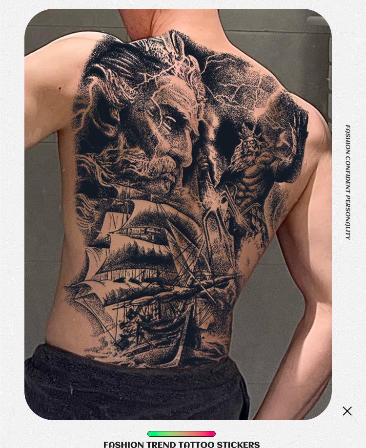 Wasserdichter semi-permanenter Vollrücken-Kräuter-Tattoo-Aufkleber - Langlebiges, realistisches Design für Männer und Frauen
