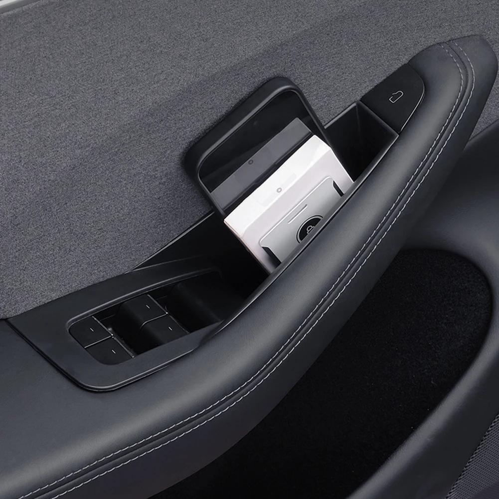 2Pcs Car Door Handle Storage Box Side Door Box Armrest Holder Organizer Container Pocket Storage Box Holder For Tesla Model3 Y