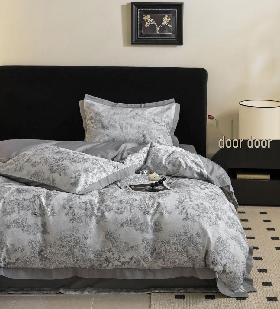 American Retro All-Cotton Flannel 4-Piece Bedding Set - Soft, Warm & Skin-Friendly for Autumn/Winter