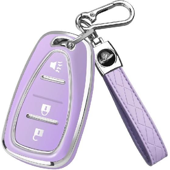 QBUC Key Fob Cover for Chevy, Car Key Fob Case with Keychain for Equinox 2018- Sonic 2017- Spark 2016- Traverse Trailblazer Trax Accessories