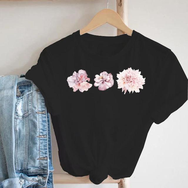 

Women T Shirt Floral Flower Print 90S Cartoon Ladies Streetwear Fashion Clothes Women Tee Top Tshirt Female Cute Graphic T-Shirt S