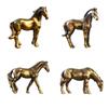 1PC Antique Brass Solid Horse Figurines Miniatures Feng Shui Ornaments Copper Zodiac Animal Mini Desktop Decoration Crafts