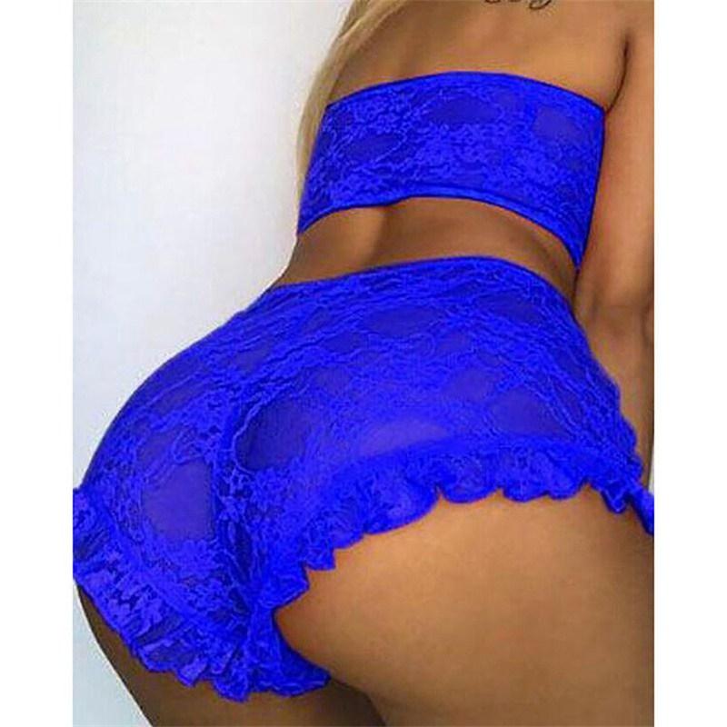 Sexy Lingerie Full Lace Sexy Tube Top Shorts Two-Piece Set