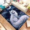 1pc Moonlit Wolf Themed Rug for Home Decor, Non-slip Office Carpet, Chair Mat, Outdoor Mat, Christmas and Halloween Gifts-0731033