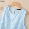 ZANZEA Women Elegant Texture Summer Casual Sleeveless Vest Tops