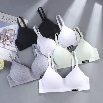 Student Underwear Women's AB Cup Bra Wireless Gathering Comfortable V Bra Anti-sagging Underwear Bra