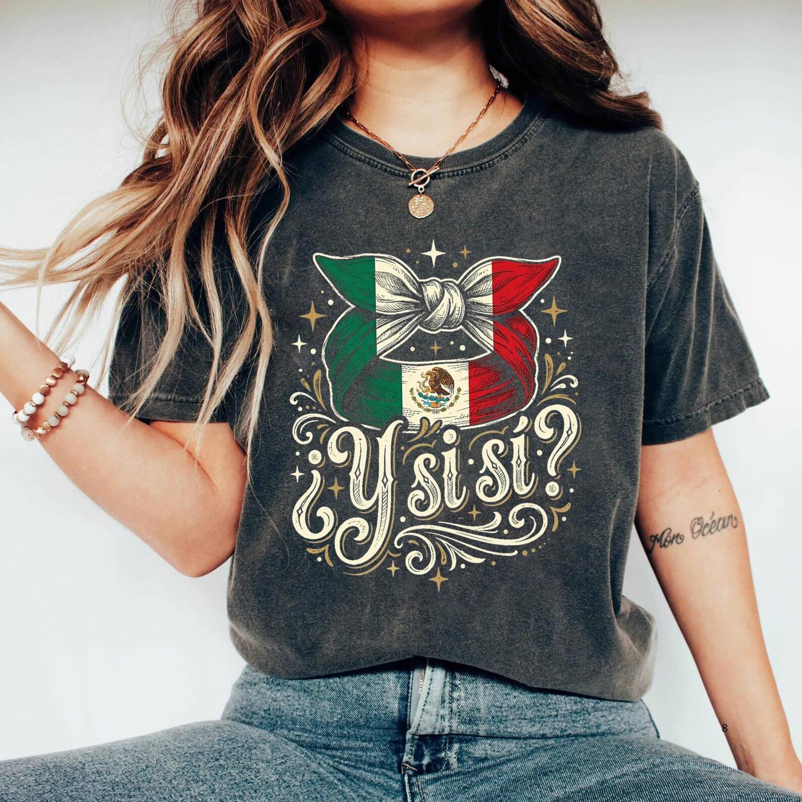 Mexico ¿Y Si Sí? Flag Bow Soccer Shirt, Mexican Soccer Fan Tee, World Cup 2026, Viva México Graphic T-Shirt, Unisex Soccer Tee M