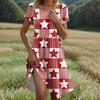 Women's Casual Fashion Round Neck Short Sleeve Independence Day Printed Midi Dress